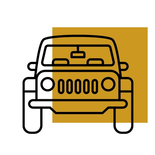 a drawing of a car on a yellow and orange background