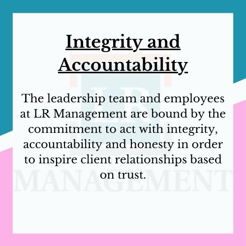 a picture of a sign that says integrity and accountability