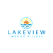 a logo for lakeview mobile village on a black background