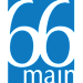 A blue and black graphic with the numbers 66 and the word main.