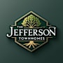 The logo for The Jefferson Townhomes features a tree with a brown trunk and green leaves.