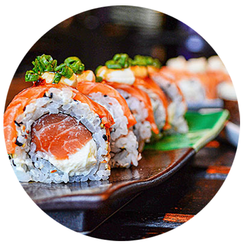 a close up of a plate of sushi