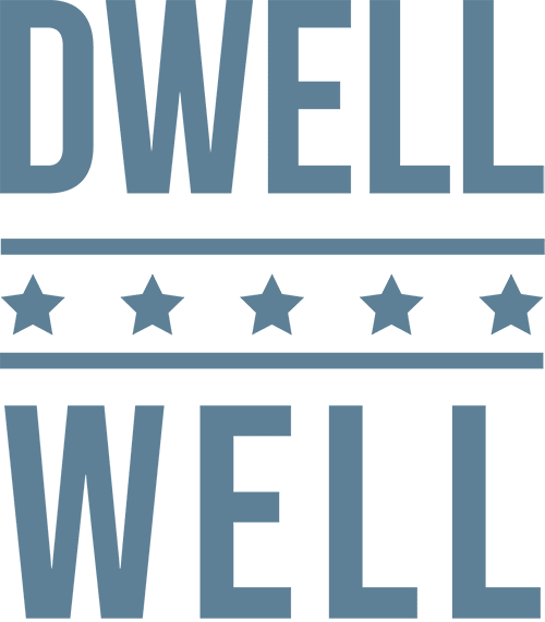 A graphic with the words work and well in blue.