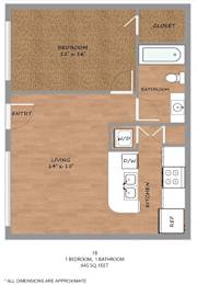 1 bed 1 bath A at Hickory Street Lofts Apartments, Denton, Texas