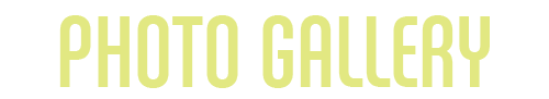 The image displays the words "PHOTO GALLERY" in bold, black letters on a yellow background.