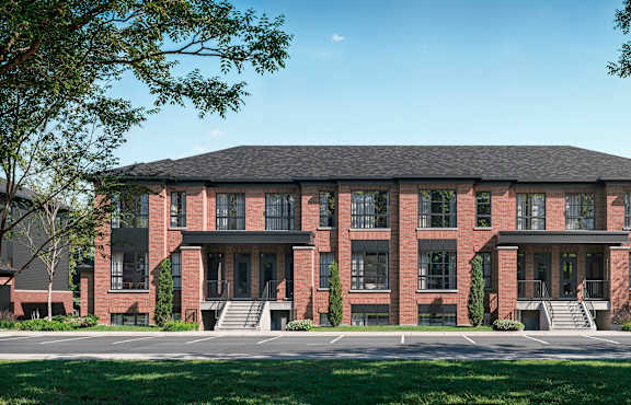 a rendering of a row of houses on a street