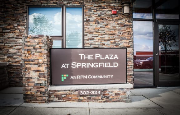 Exterior sign of building by entrance