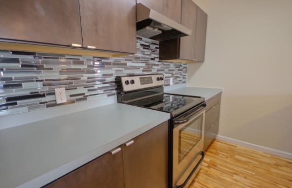 Kitchen with stainless steel appliances