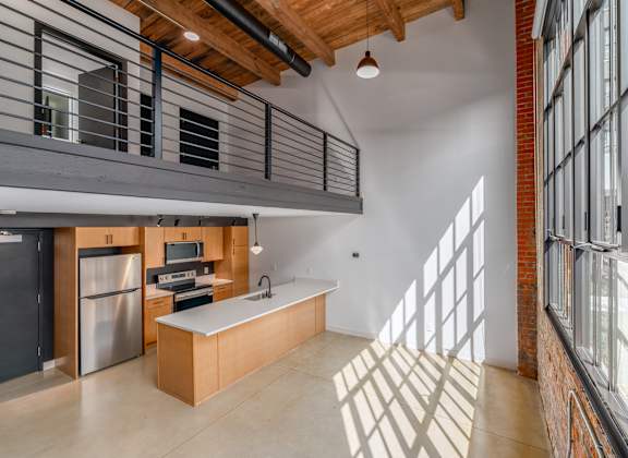 kitchen with a wooden ceiling and light at Life At Agora, Ohio