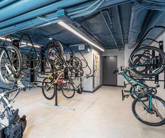 a room filled with lots of bikes