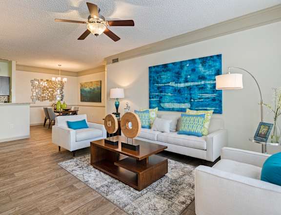 Living Room in Model Apartment located at St. Andrews Apartments in Johns Creek, GA 30022