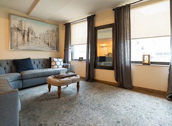 Modern Living Room at 200 Carondelet Apartments, New Orleans, 70130