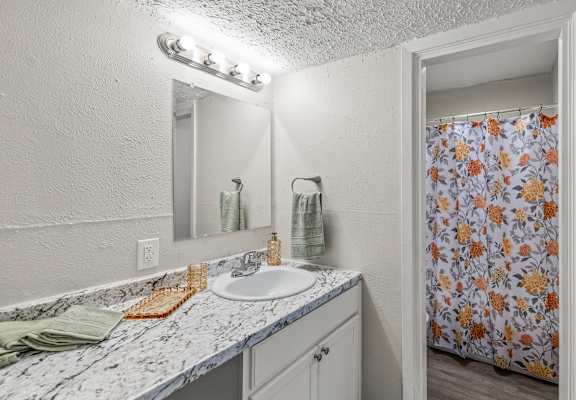 Spacious bathroom at La Bella Apartments, Fort Worth