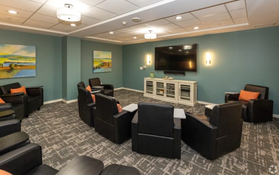 Theater Room with Chairs and Large TV