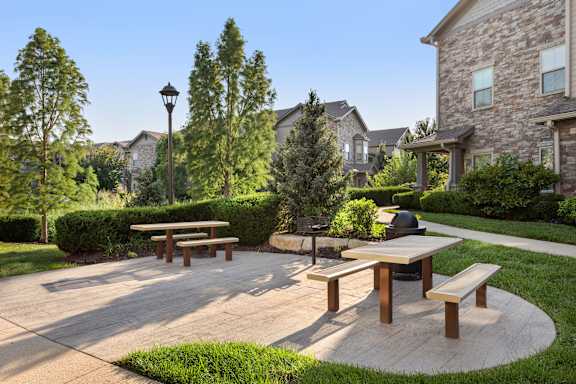 Park with benches and a picnic table at Adara Overland Park, Overland Park