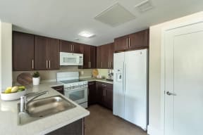 Fully applianced kitchen at Beverly Village for Living and The Arts