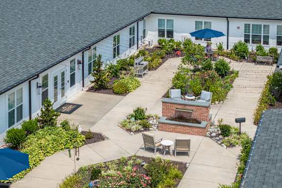 Patio with a Fireplace at Spring Arbor of Crofton, Maryland