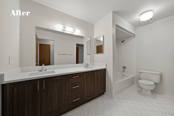 Bright Bathroom at Franklin River Apartments, Michigan