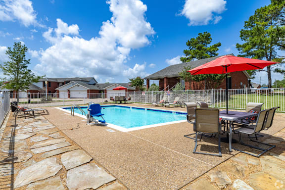 our apartments have a resort style pool and patio