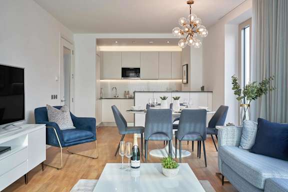 Capital Dock Apartment Open Plan Living, Dining and Kitchen
