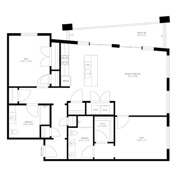 UNIT 2D - 2D Floor Plan at Vicina - Modern Urban Flats, New York