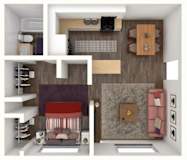 1 Bed 1 Bath KELLY Floor Plan at City-Base Vista, San Antonio, TX, 78223