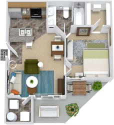 3D Addison 3D Addison 1 bedroom apartment. kitchen with bartop peninsula island. open to dining-living area. 1 full bath. walk-in closet. in-unit laundry. Patio/balcony.