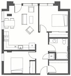 Floor Plan  Two Bedroom - B5