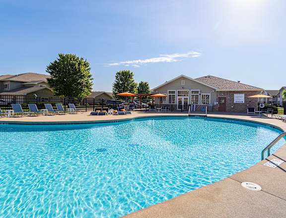 our apartments have a resort style pool with lounge chairs