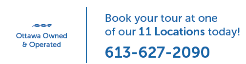 An advertisement for booking a tour at one of 11 locations, with a phone number provided.