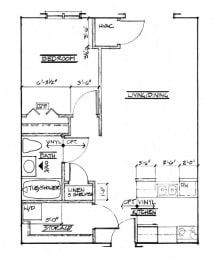  Floor Plan One Bedroom - 602 Sq.Ft.