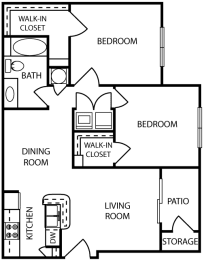  Floor Plan 2 Bed 1 Bath