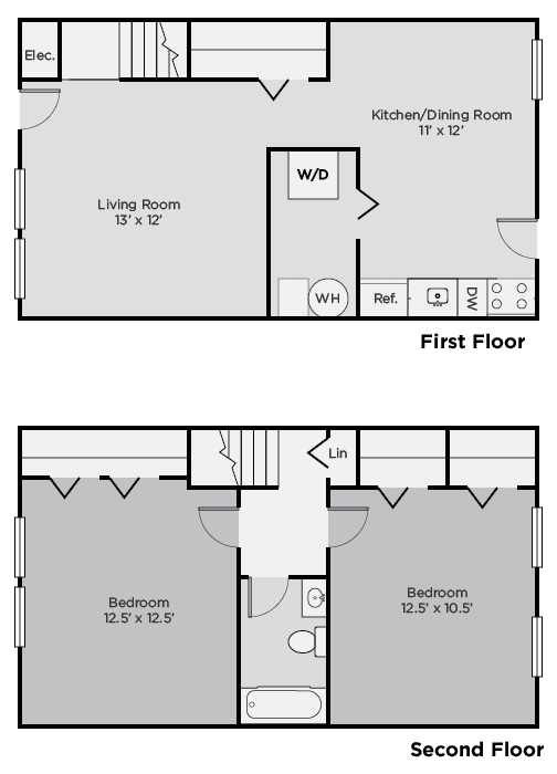 Weldon Townhome Two Bedroom Floor Plan