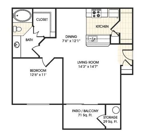 Stonebridge Ranch Apartment Homes for Rent in Chandler AZ  1 bedroom apartment floor plan