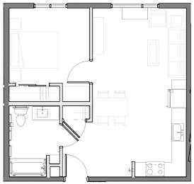  Floor Plan 1 Bedroom 1 Bath Plan A & B