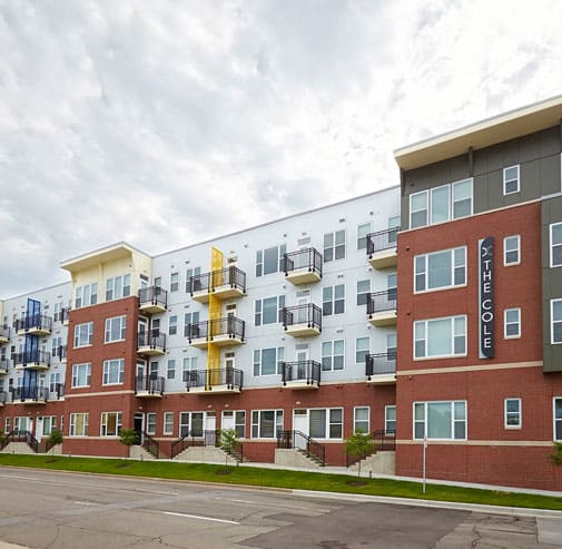 Exterior view of building at The Cole Apartments, 200 Jackson St., 47201