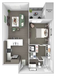 The Haven at Shoal Creek - A1 - Renew - 1 bedroom - 1 bath - 3D