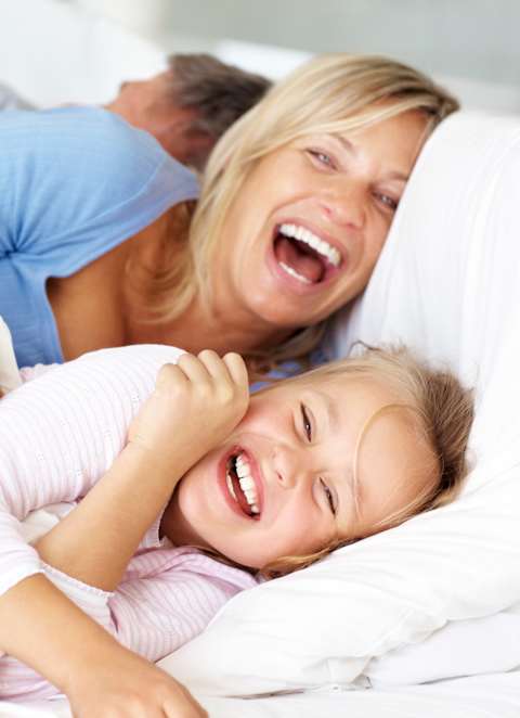 Mother and daughter laughing at The Maddox on Eagle, Oklahoma City