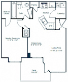 A1 Floor Plan 1 Bedroom 1 Bath at Elan at Mallard Creek Apartment Homes, North Carolina