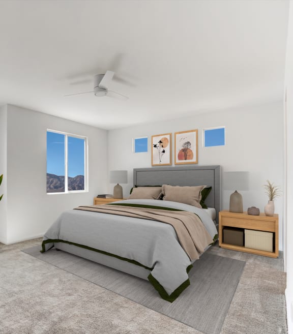 an image of a bedroom with a bed and a couch