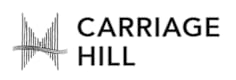 A black and white image of a logo for Carriage Hill.