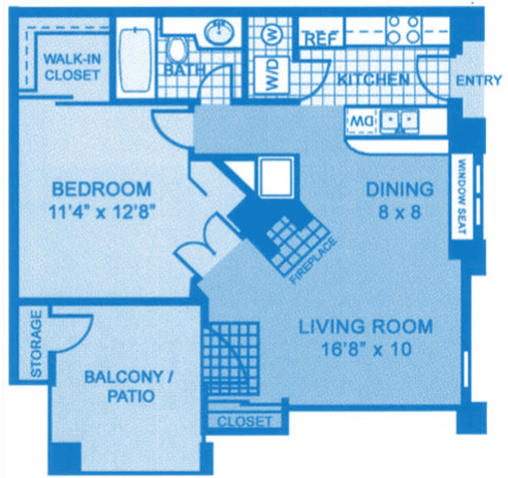 Ridgpointe A1 Floor plan image depicting layout of apartment home.