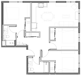  Floor Plan 3 Bedroom 2 Bath Plan C