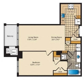 Arlington VA 1 bedroom apartments with balcony