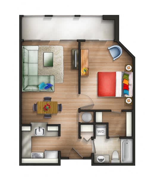 1 Bedroom - 1A Floor plan at The Saratoga Apartments, Washington, 20008