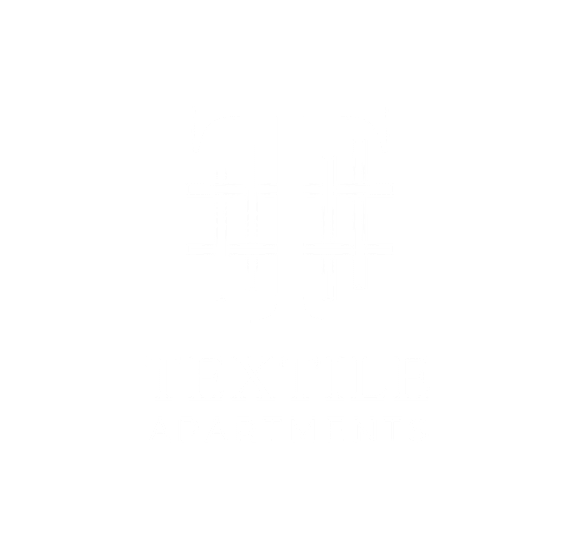 a green and white logo for textile apartments