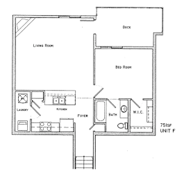 Florence one bedroom one bathroom floor plan at Villas of Omaha at Butler Ridge