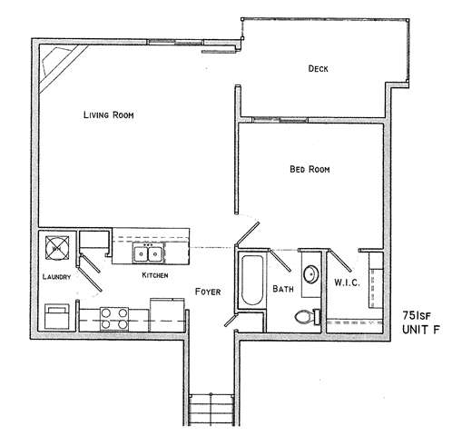 Florence one bedroom one bathroom floor plan at Villas of Omaha at Butler Ridge