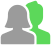A grey silhouette of a person is facing away from the viewer.