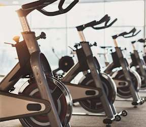 Fitness center workout equipment